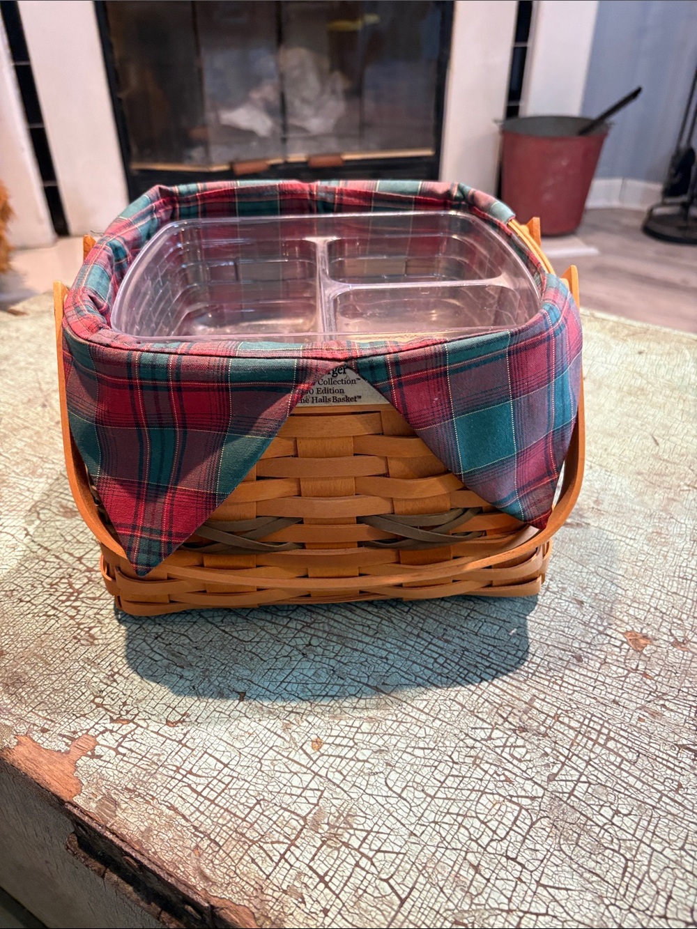 Longaberger 2000 Deck the Halls Basket Combo Liner Protector Signed